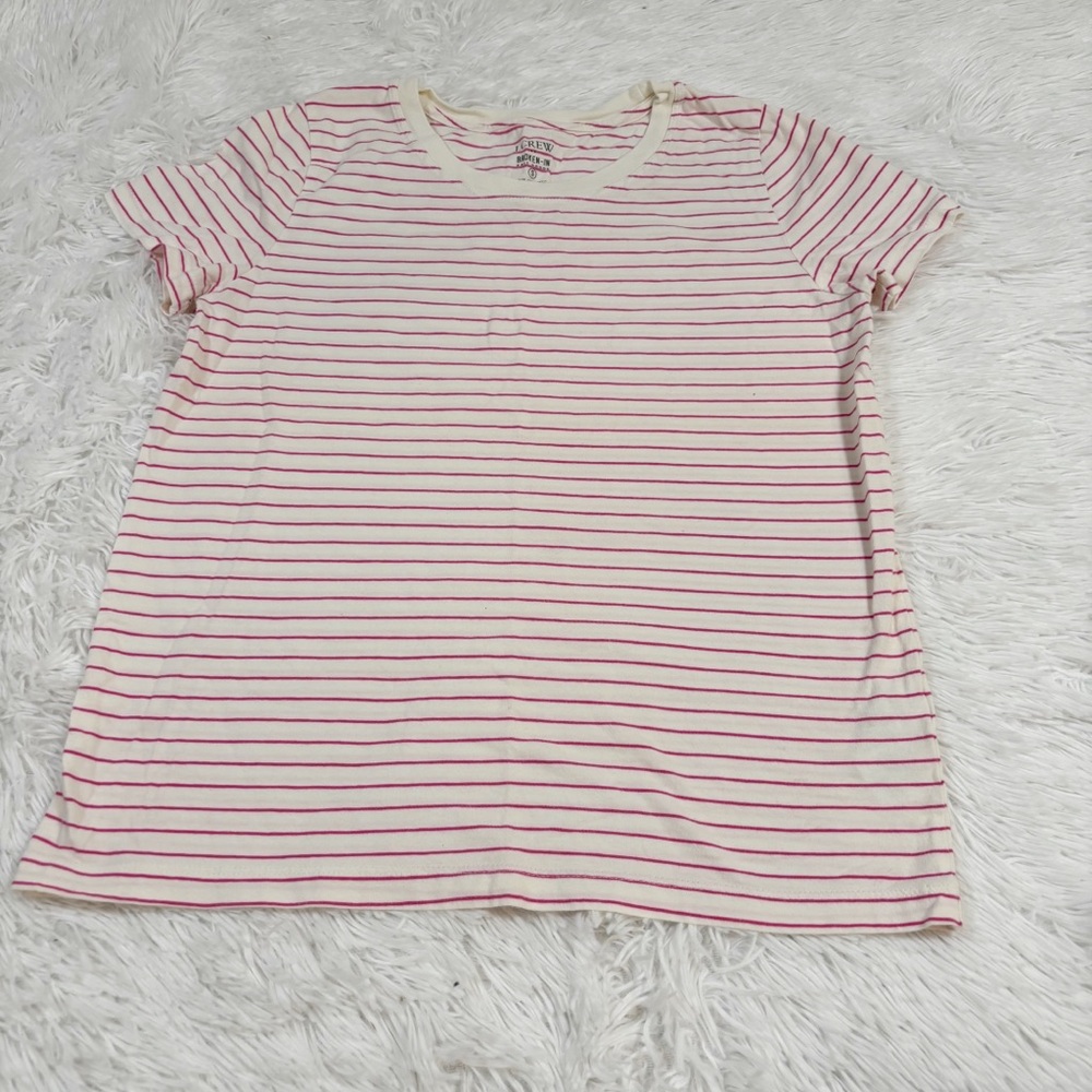 J Crew women's short sleeve Striped Pink and Whiteβ tee shirt